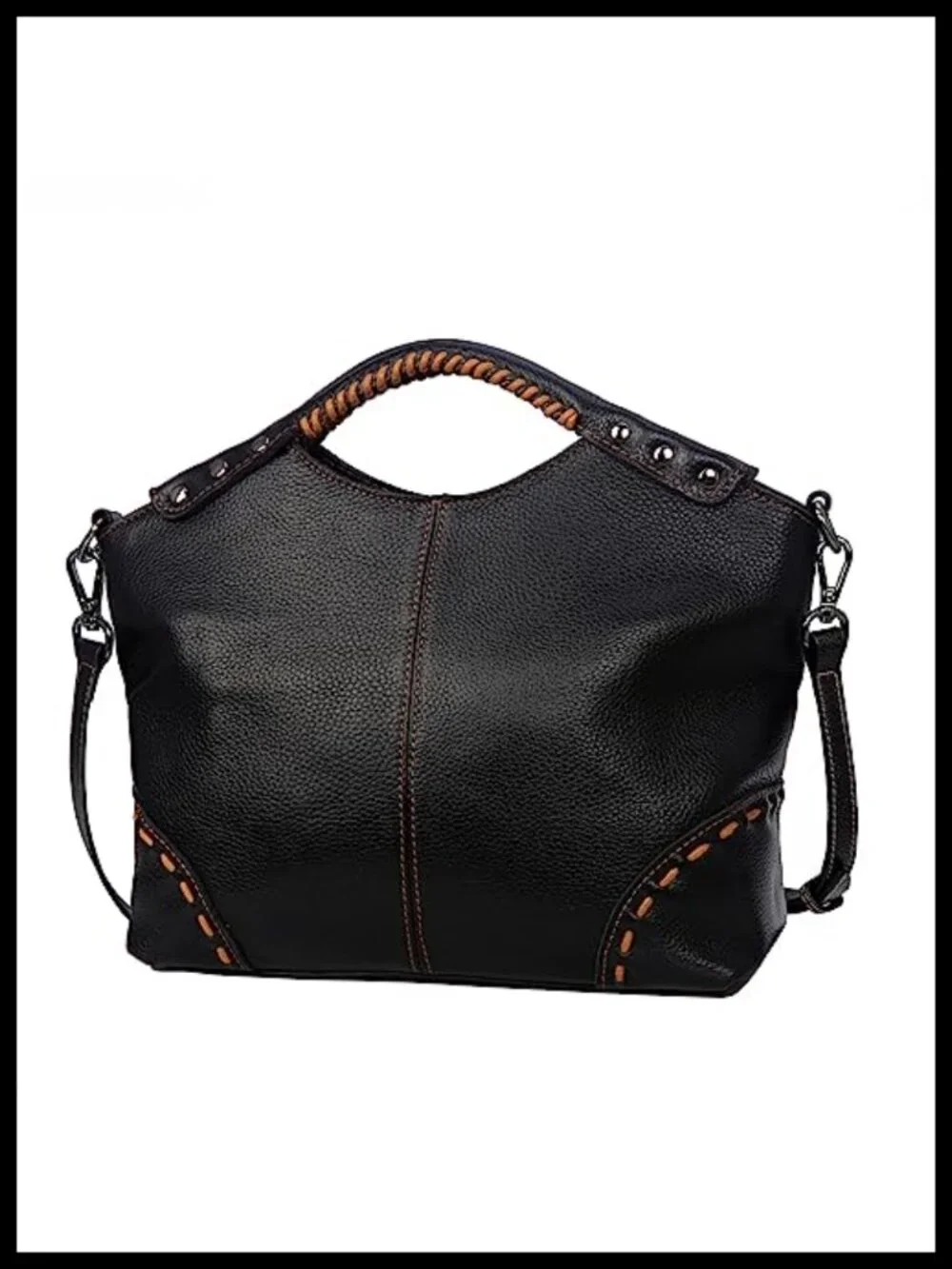 Genuine Leather Satchel Handbag Crossbody Shoulder Purse with Adjustable Strap